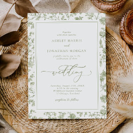 Invitación Boda elegante Sage Green Chinoiserie