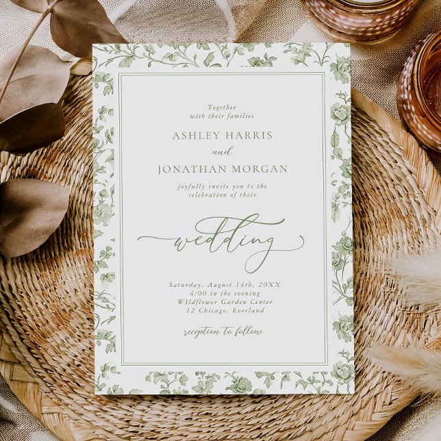 Invitación Boda elegante Sage Green Chinoiserie (Subido por el creador)