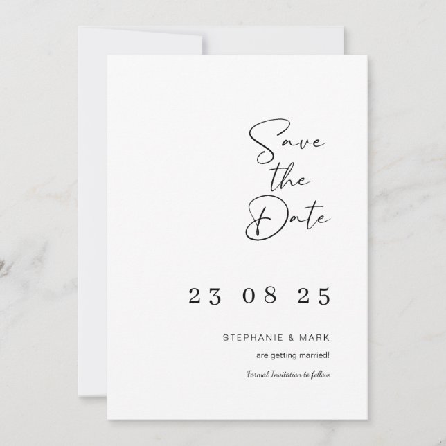 Invitación Boda elegante salva las fechas minimalistas (Anverso)