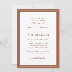 Invitación Boda Elegante Script Terracota