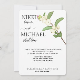 Invitación Boda Elegante Script White Lotus Flower Buds