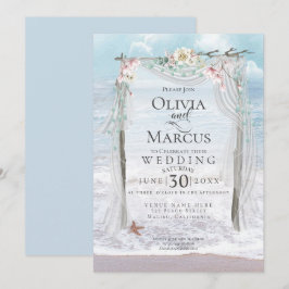 Invitación Boda | Elegante Seaside Driftwood Tulle Arbor