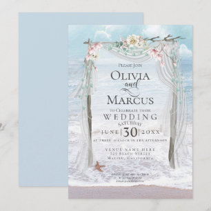 Invitación Boda   Elegante Seaside Driftwood Tulle Arbor