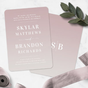 Invitación Boda elegante semiformal con ombre mauve y marfil