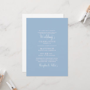 Invitación Boda elegante simple azul polvoriento