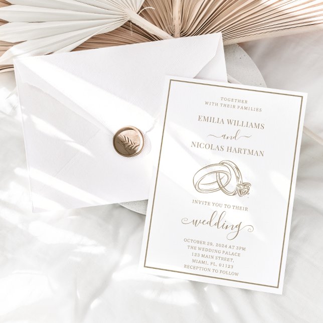 Invitación Boda elegante simple blanca y marrón (Subido por el creador)