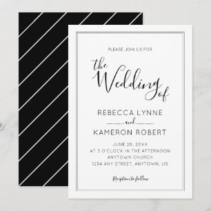 Invitación Boda elegante simple en blanco y negro