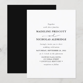 Invitación Boda elegante simple en blanco y negro moderno