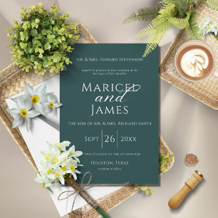 Invitación Boda elegante simple y moderna en verde