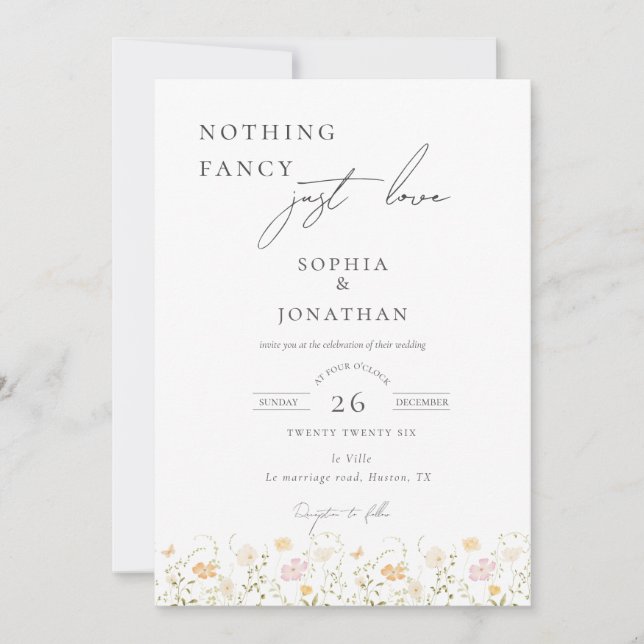 Invitación Boda elegante sin nada brillante (Anverso)