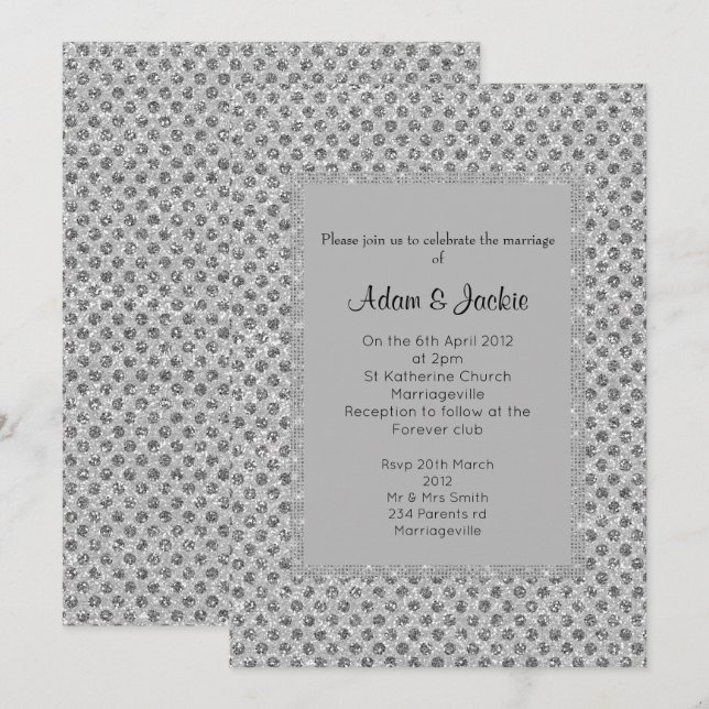 Invitación BODA ELEGANTE SPOT Gris plateado (Anverso / Reverso)