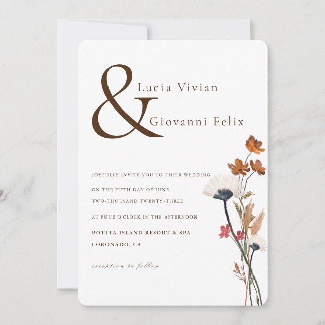 Invitación Boda elegante Spring Wildflowers (Anverso)