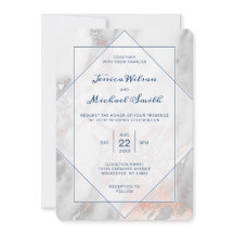 Boda elegante subió azules marinos de mármol