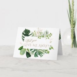 Invitación Boda elegante tropical verde follaje dorado