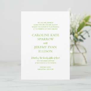 Invitación Boda elegante verde limón limpia