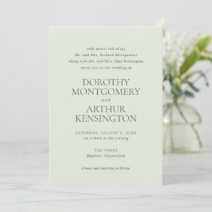 Invitación Boda Elegante Verde Masaje Moderno