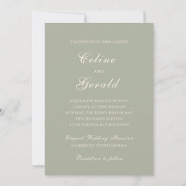 Invitación Boda elegante verde silenciada clásica