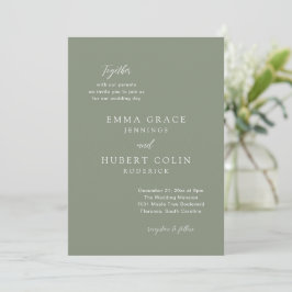 Invitación Boda elegante verde silenciada clásica
