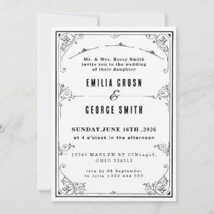 Invitación Boda Elegante Vintage