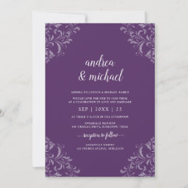 Invitación Boda elegante vintage ciruela / lujo púrpura