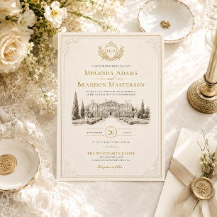 Invitación Boda elegante vintage con dinero antiguo