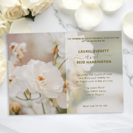 Invitación Boda elegante vintage de fotos de rosa blanca de e