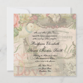 Invitación Boda elegante vintage matrimonio antiguo vintage