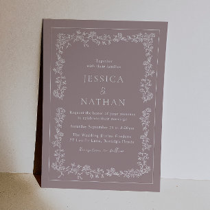 Invitación Boda elegante vintage polvoriento rosa y blanco