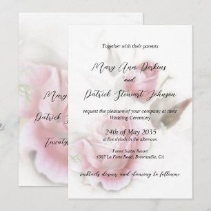 Invitación Boda elegante y delicado de rosas a la sombra