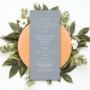 Invitación Boda elegante y elegante de tipografía azul turque