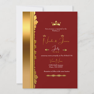 Invitación Boda elegante y glamorosa de la realeza en rojo os