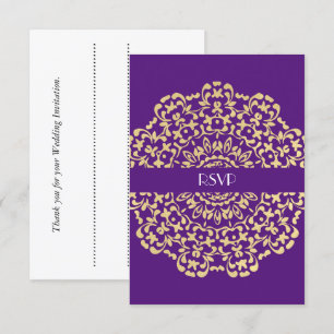 Invitación Boda elegante y lujosa de oro y púrpura profundo