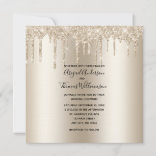 Invitación Boda elegante y moderna con brillo de champán
