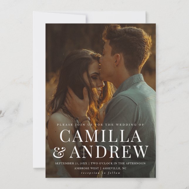 Invitación Boda elegante y moderna con estilo  (Anverso)