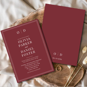Invitación Boda elegante y moderna de Borgoña minimalista