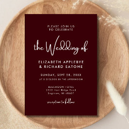 Invitación Boda elegante y moderna de burgundy