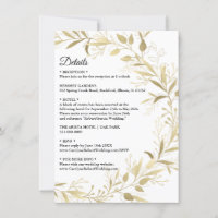 Boda elegante y moderno con detalles de la hoja de