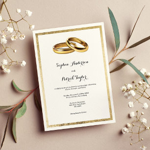 Invitación Boda elegante y moderno de anillos de oro blanco