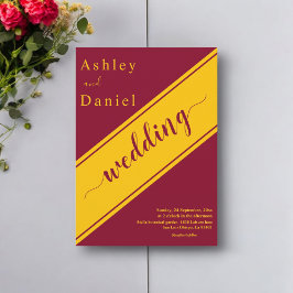 Invitación Boda Elegante Y Moderno De Borgoña Y Oro Delicado