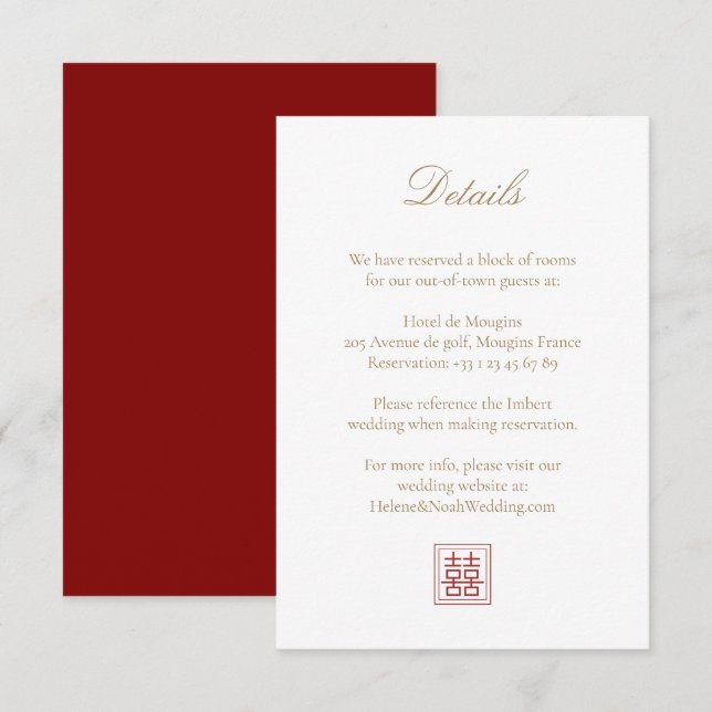 Invitación Boda elegante y moderno de doble felicidad (Anverso / Reverso)