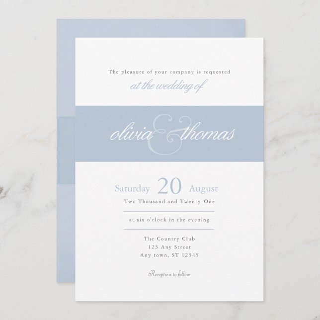 Invitación Boda elegante y moderno de estilo sencillo y rizad (Anverso / Reverso)