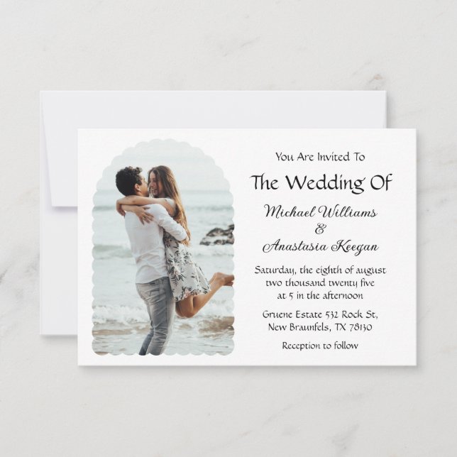 Invitación boda elegante y moderno de fotos en arco ondulado (Anverso)
