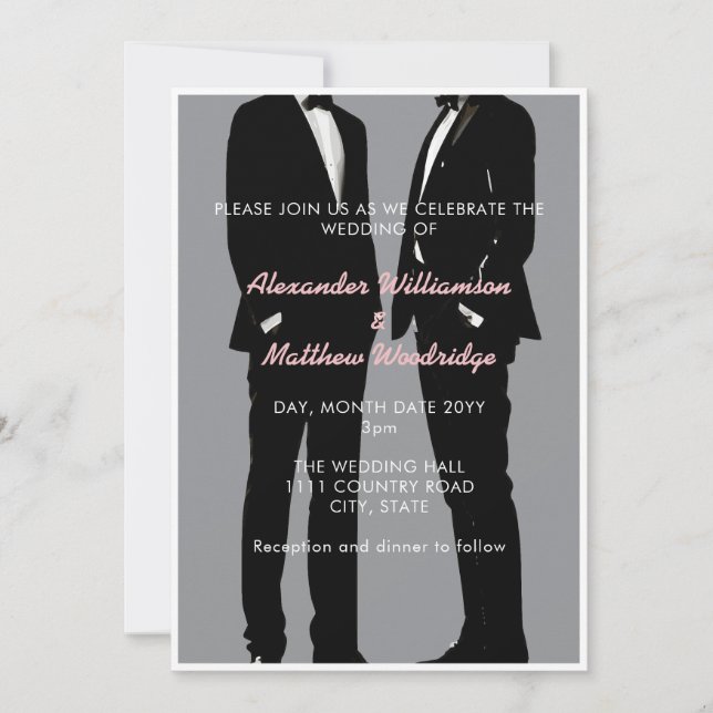 Invitación Boda elegante y moderno de los homosexuales (Anverso)