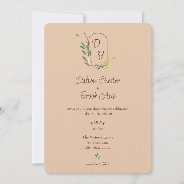 Invitación Boda elegante y moderno de Terracota (Anverso)