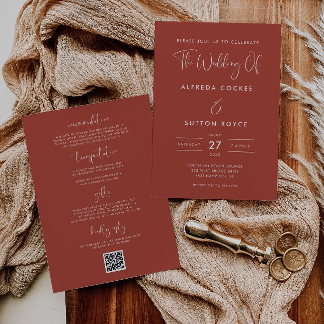 Invitación Boda elegante y moderno de Terracota (Subido por el creador)