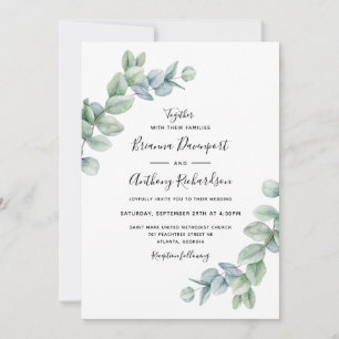Invitación Boda elegante y sencillo del Boho Eucalyptus Green