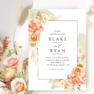 Invitación Boda elegante y sencillo, Rubor y verde
