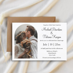 Invitación boda elegante y simple de fotografía caligráfica