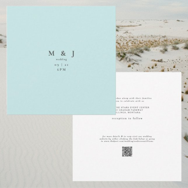 Invitación Boda elegante y simple de Icy Blue Square (Subido por el creador)