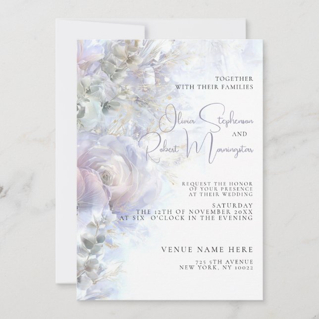Invitación Boda | Elegantes Peonías (Anverso)